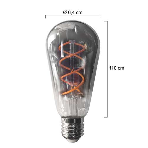 055 Dimbare smoke lichtbron met E27 fitting 140 Lumen 1800 Kelvin 4,5 Watt