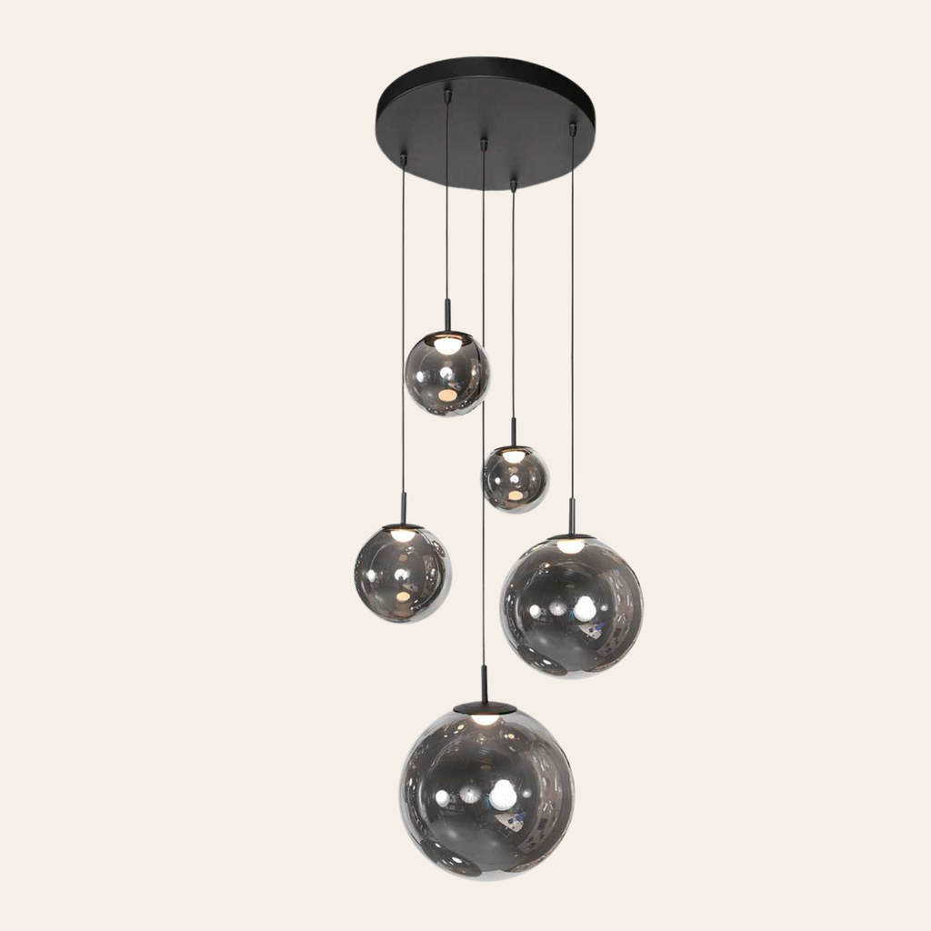 Steinhauer Bollique Hanglamp | Zwart Metaal, Smoke Glas, Dimbaar, Verstelbaar Steinhauer