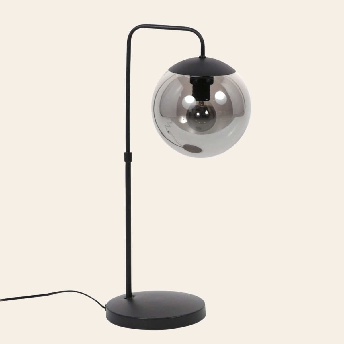Steinhauer Bollique Tafellamp | Zwart Metaal, Smoke Glas, E14 Fitting Steinhauer