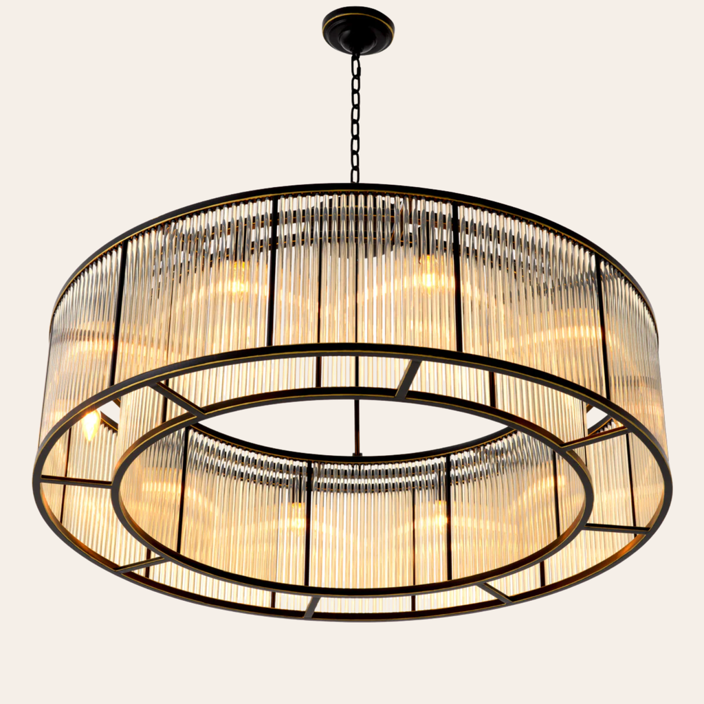 Eichholtz Bernardi XL Plafondlamp | Brons, Vintage Glas, 10 E14 Fittingen