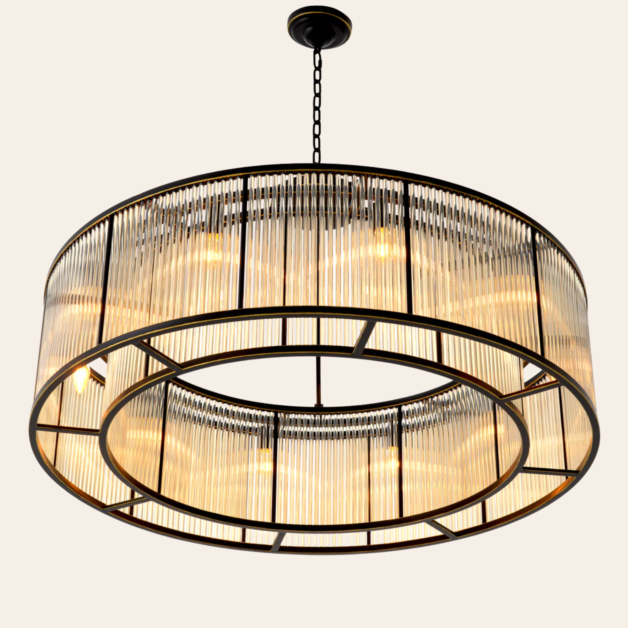 Eichholtz Bernardi XL Plafondlamp | Brons, Vintage Glas, 10 E14 Fittingen