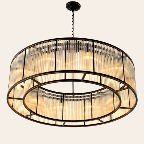 Eichholtz Bernardi XL Plafondlamp | Brons, Vintage Glas, 10 E14 Fittingen