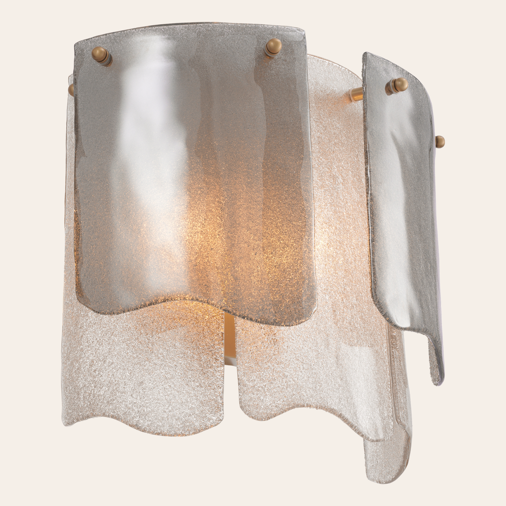 Eichholtz Asinara Wandlamp | Antiek Messing, Handgemaakt Smoke Glas