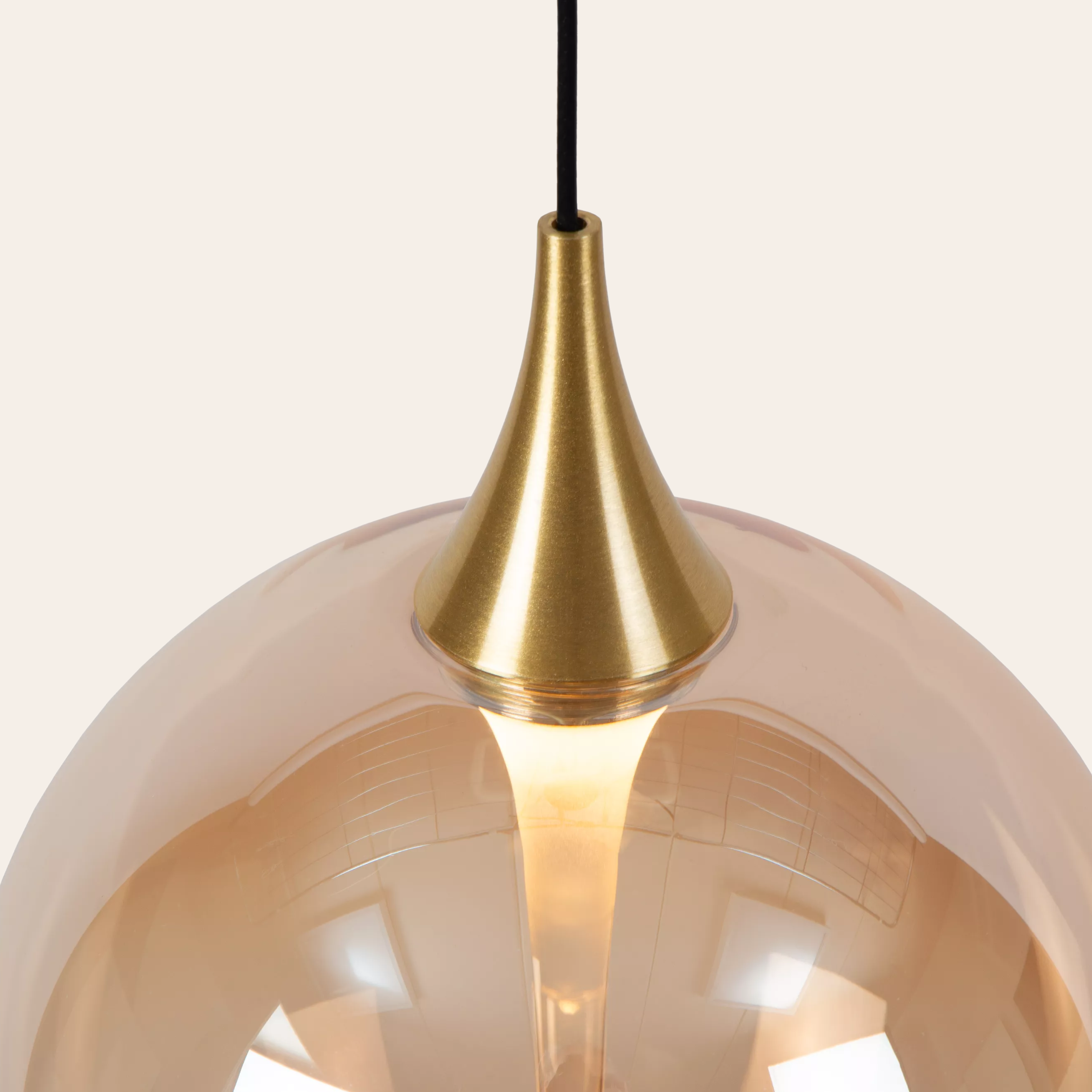 Lucide Gisela Hanglamp Amber Glas met Geïntegreerde LED - 8-Lichts Dimbare Hanglamp 140 cm