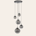 Steinhauer Bollique Hanglamp | Zwart Metaal, 5 Lichtpunten, Smoke Glas