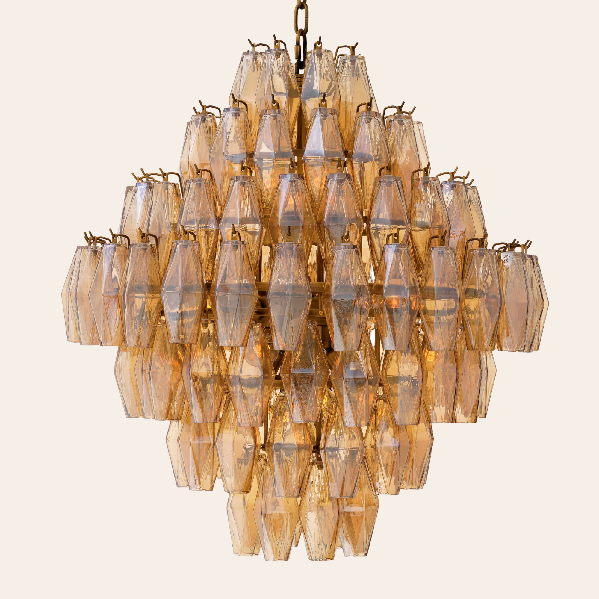 Eichholtz Benini Kroonluchter L | Antiek Messing, Amberglas Design