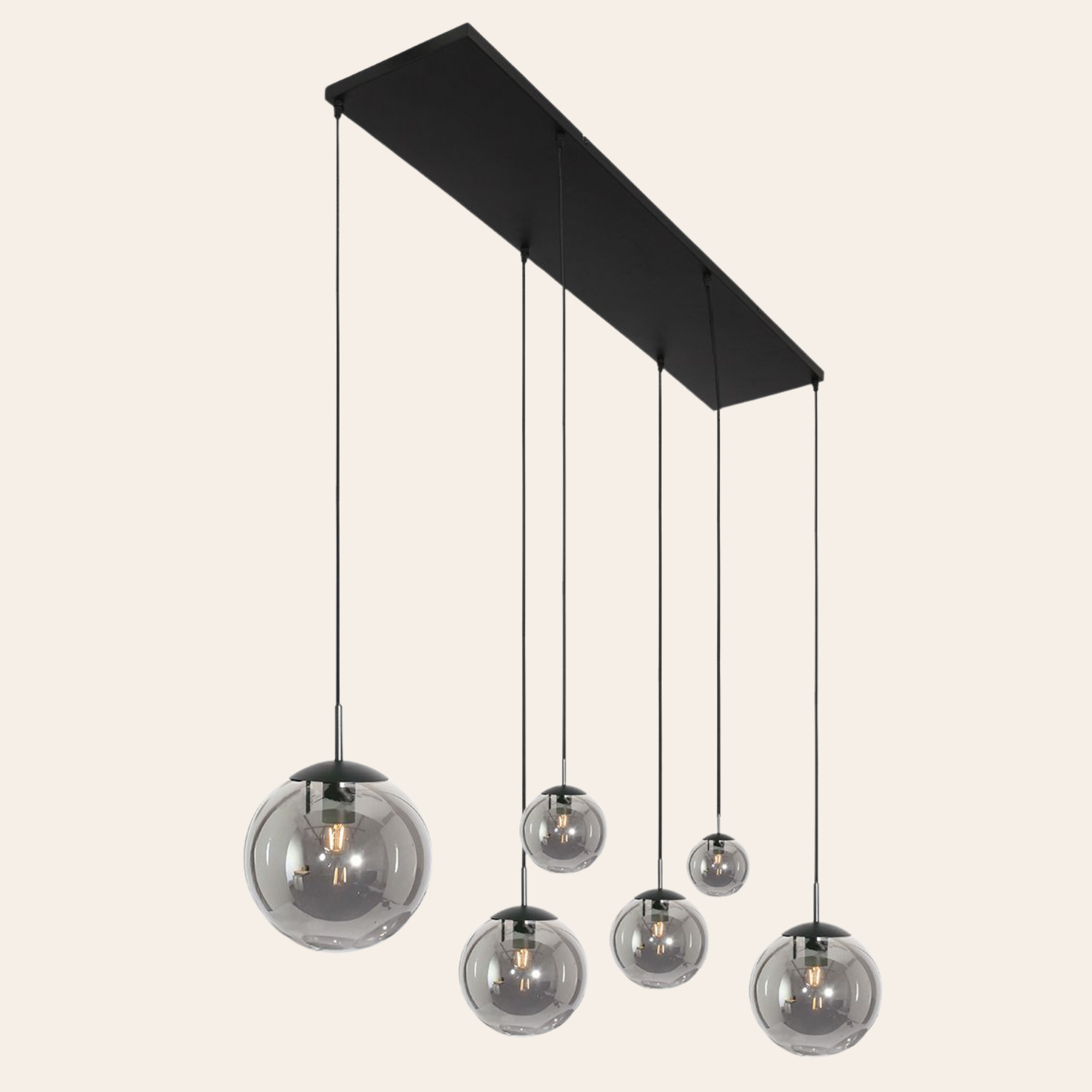 Steinhauer Bollique Hanglamp Zwart | 6-Lichts, Verstelbare Hoogte voor Eettafel en Woonkamer