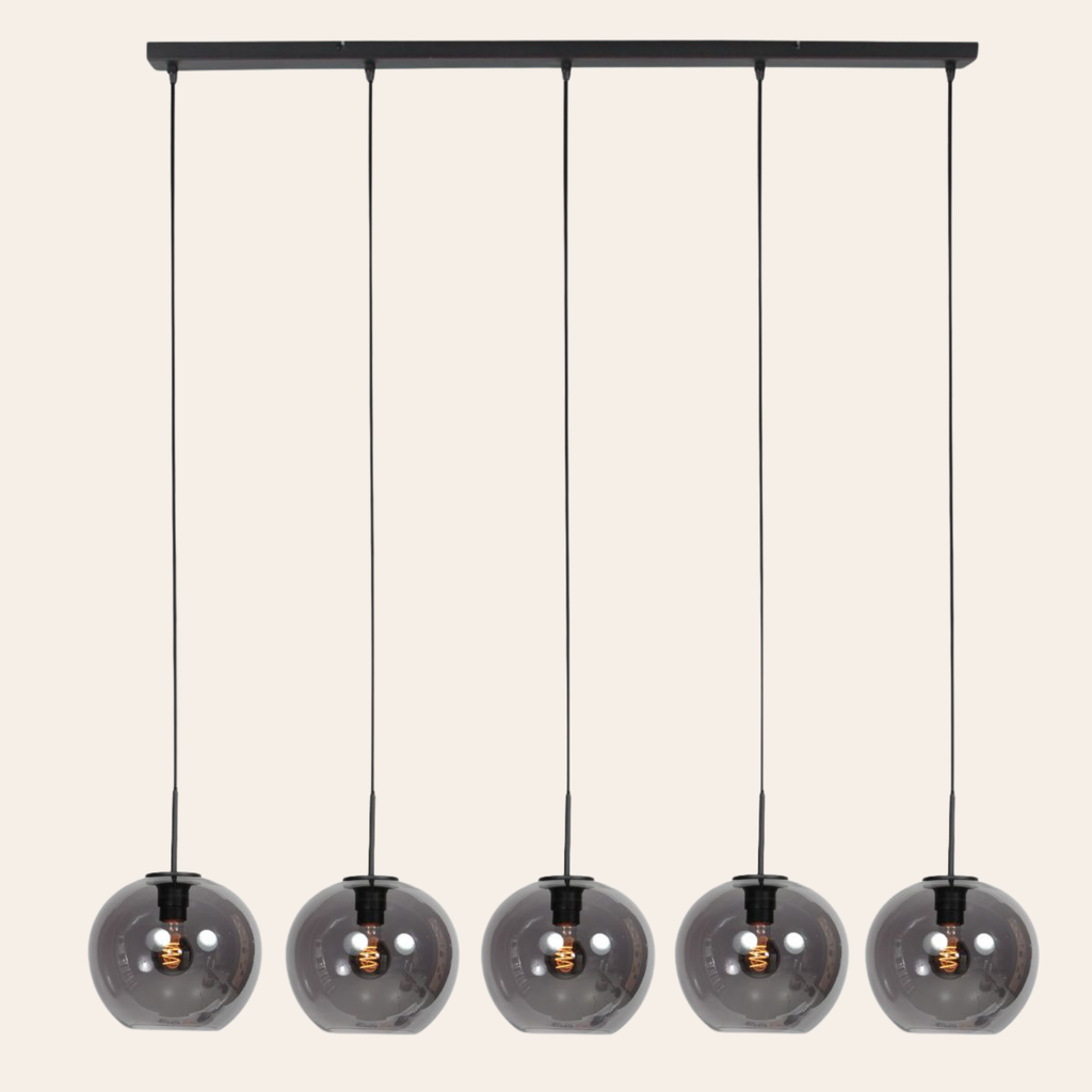 Steinhauer Sferio Hanglamp | Matzwart, Smoke Glas, 5-Lichts Voor Eettafel Steinhauer