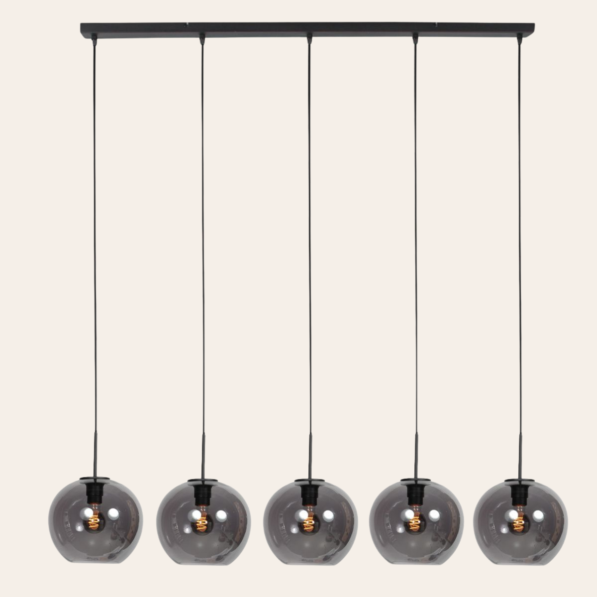 Steinhauer Sferio Hanglamp | Matzwart, Smoke Glas, 5-Lichts Voor Eettafel Steinhauer