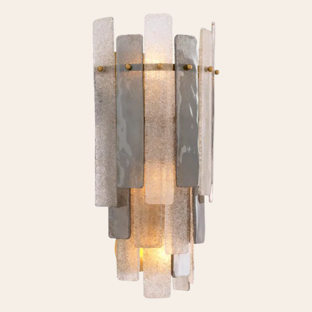 Eichholtz Greyson Wandlamp | Antiek Messing, Handgeblazen Glas