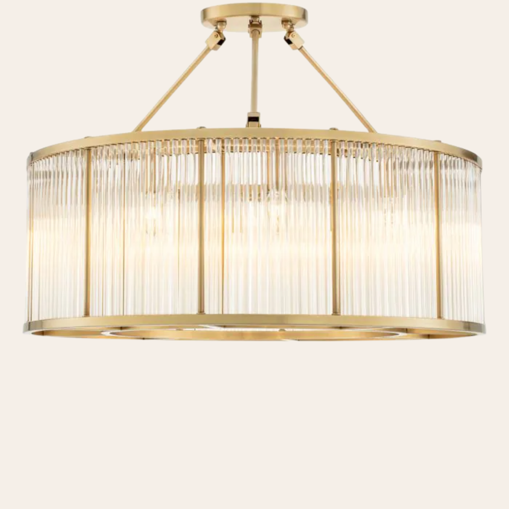 Eichholtz Bernardi L Plafondlamp | Art Deco Glas, Antiek Messing