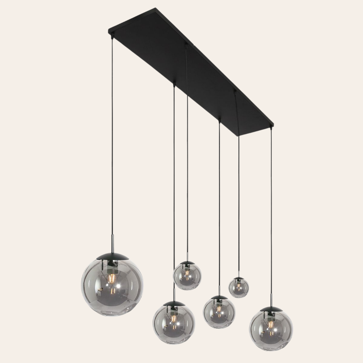 Steinhauer Bollique Hanglamp Zwart | 6-Lichts, Verstelbare Hoogte voor Eettafel en Woonkamer Steinhauer