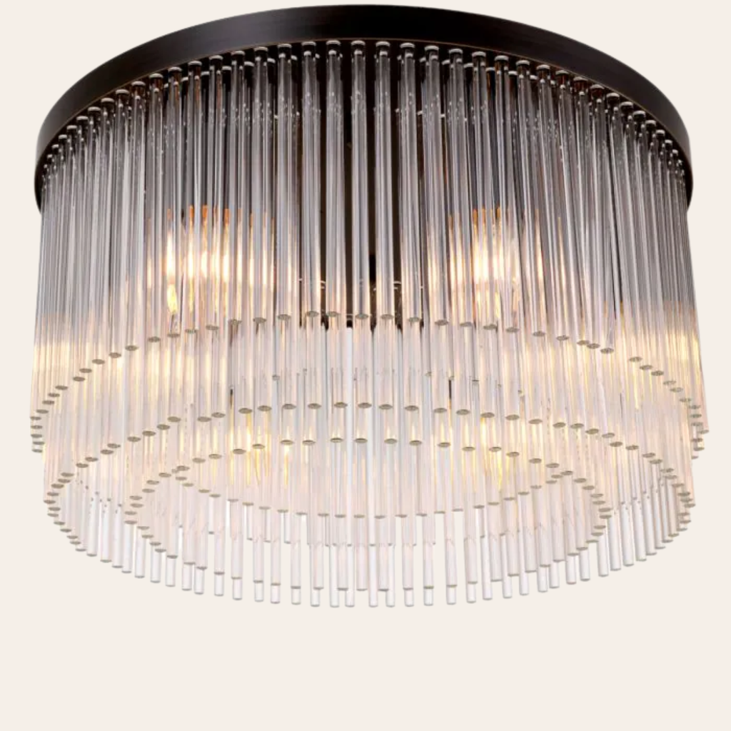 Eichholtz Hector Plafondlamp | Art Deco, Brons en Glas voor Slaapkamer en Woonkamer