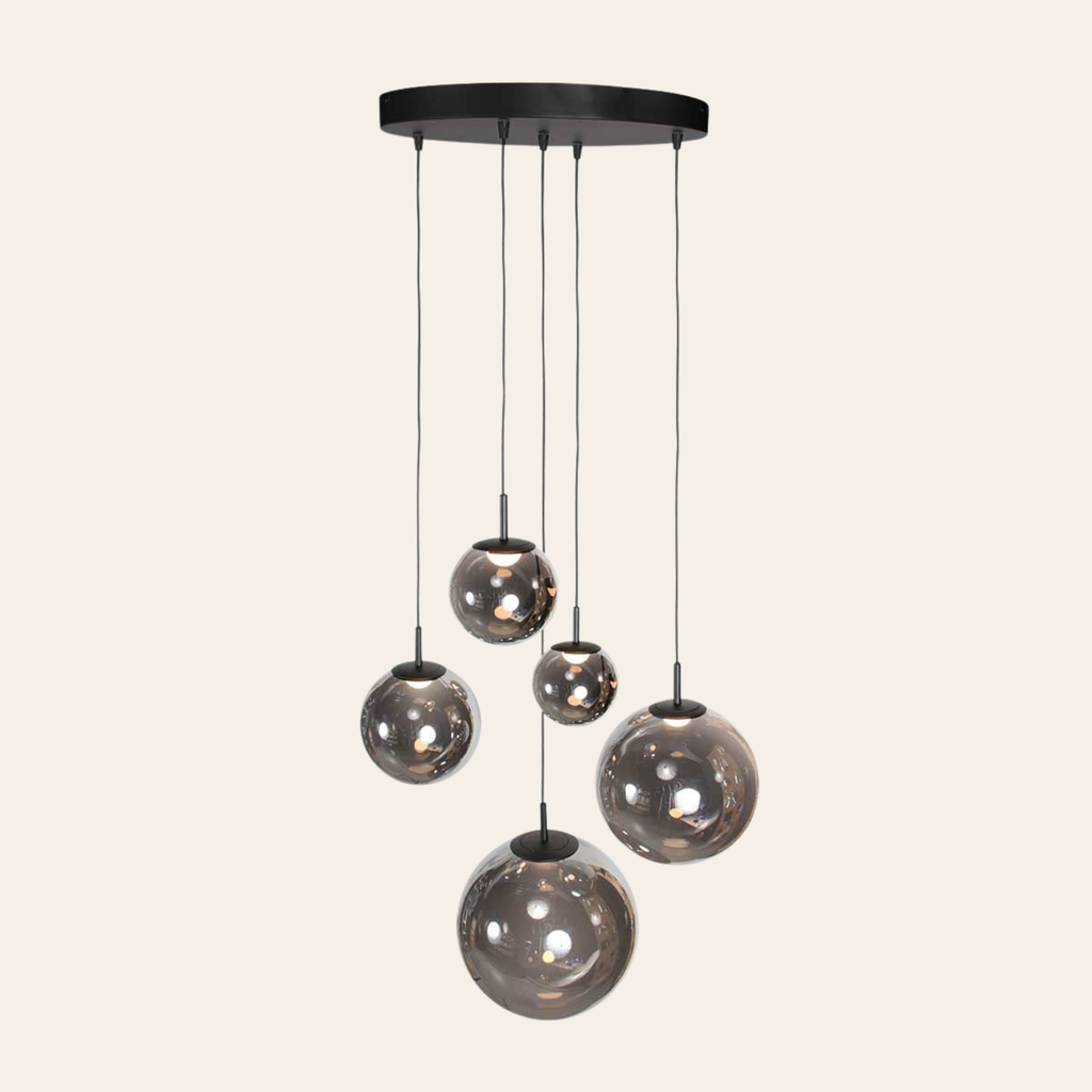 Steinhauer Bollique Hanglamp | Zwart Metaal, Smoke Glas, Dimbaar, Verstelbaar Steinhauer