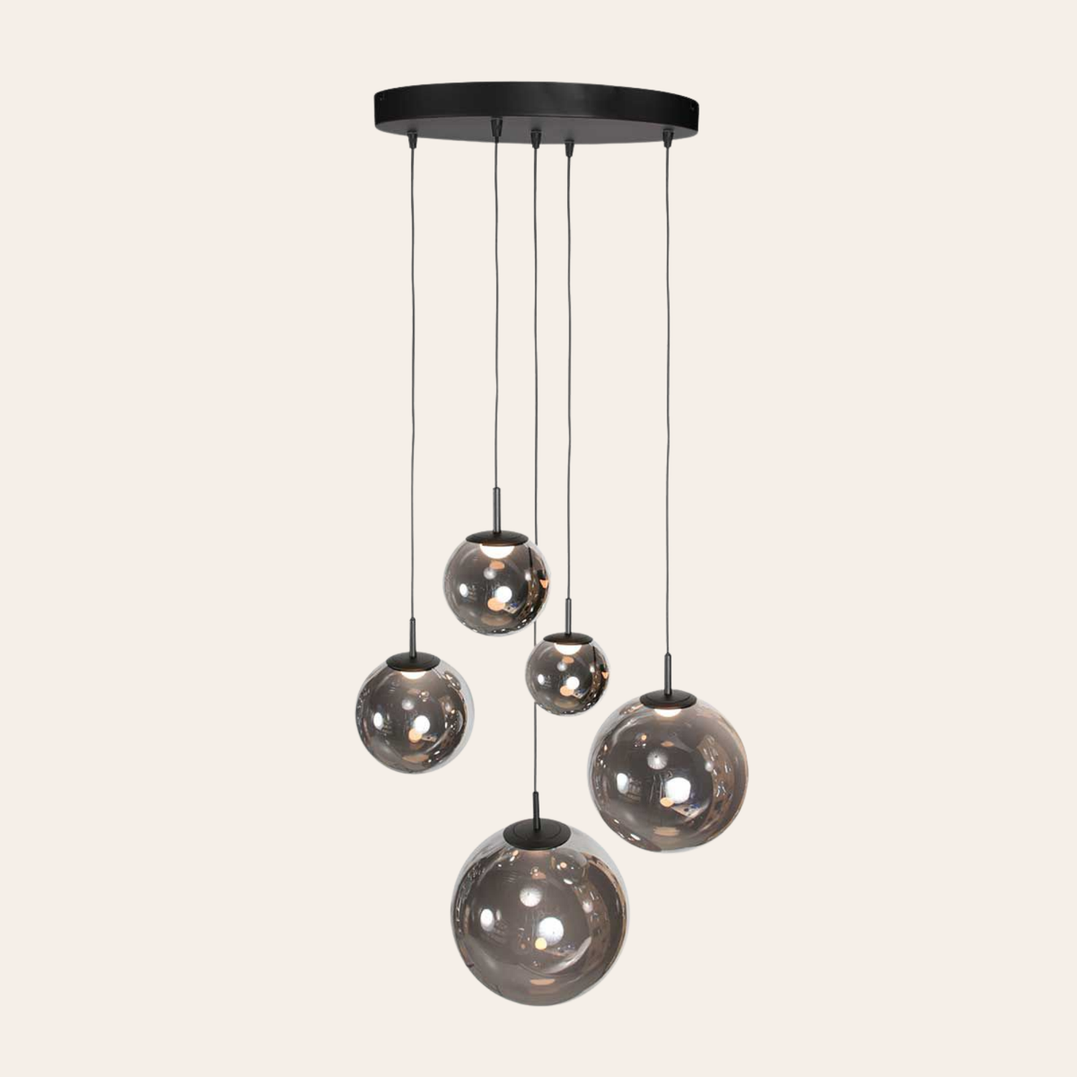 Steinhauer Bollique Hanglamp | Zwart Metaal, Smoke Glas, Dimbaar, Verstelbaar Steinhauer