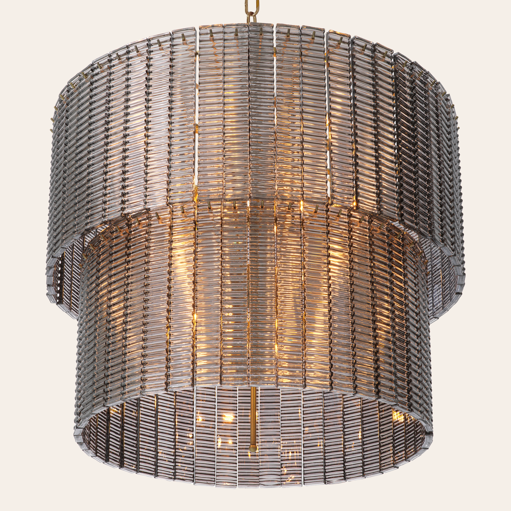 Eichholtz Imperial Double Kroonluchter | Brushed Brass, Smoke Glass