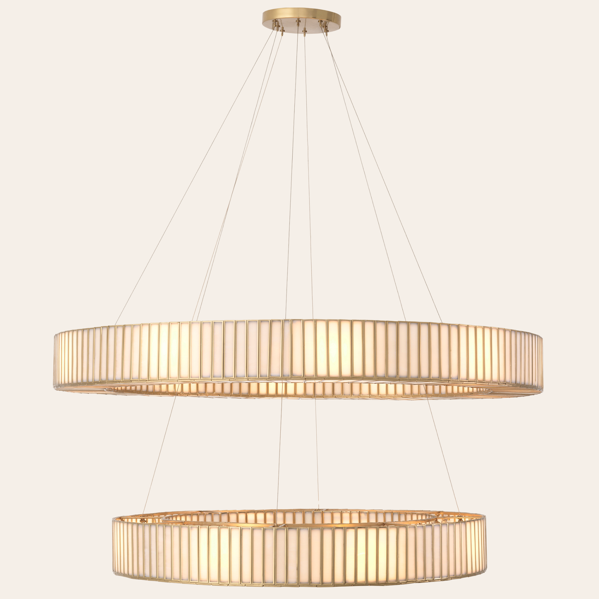 Eichholtz Monari Hanglamp | Antiek Messing, Wit Glas