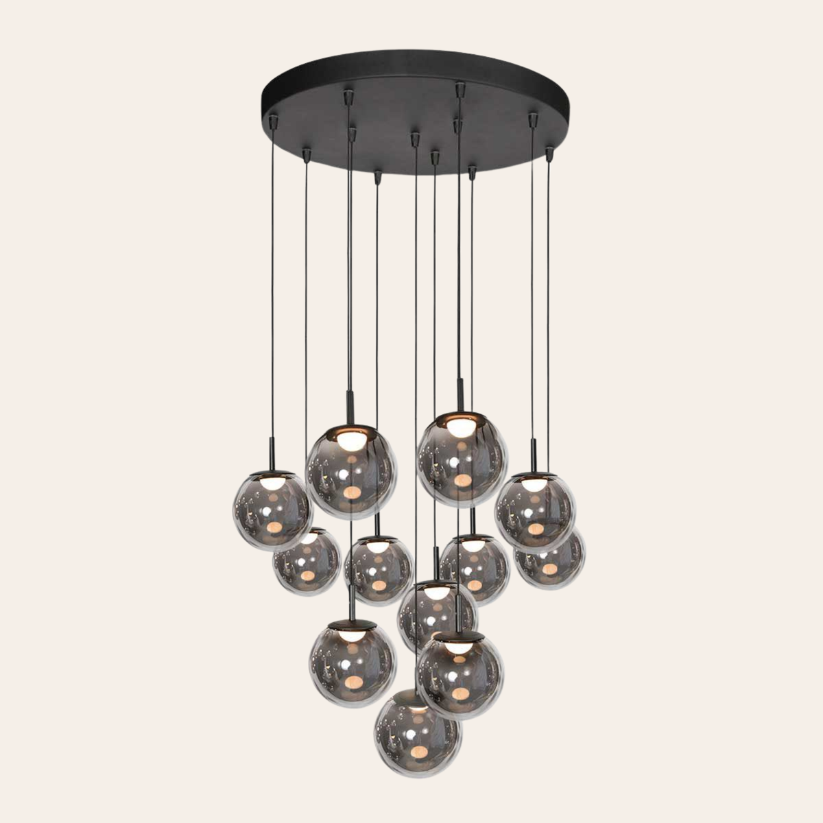 Steinhauer Bollique Hanglamp Zwart | Metaal, 12 Lichtpunten, Dimbaar, Ideaal voor Eettafel en Woonkamer Steinhauer
