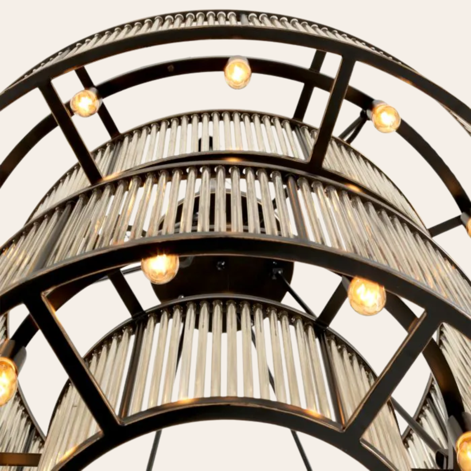 Eichholtz Bernardi Kroonluchter | Art Deco Glas, Donkerbrons Accent
