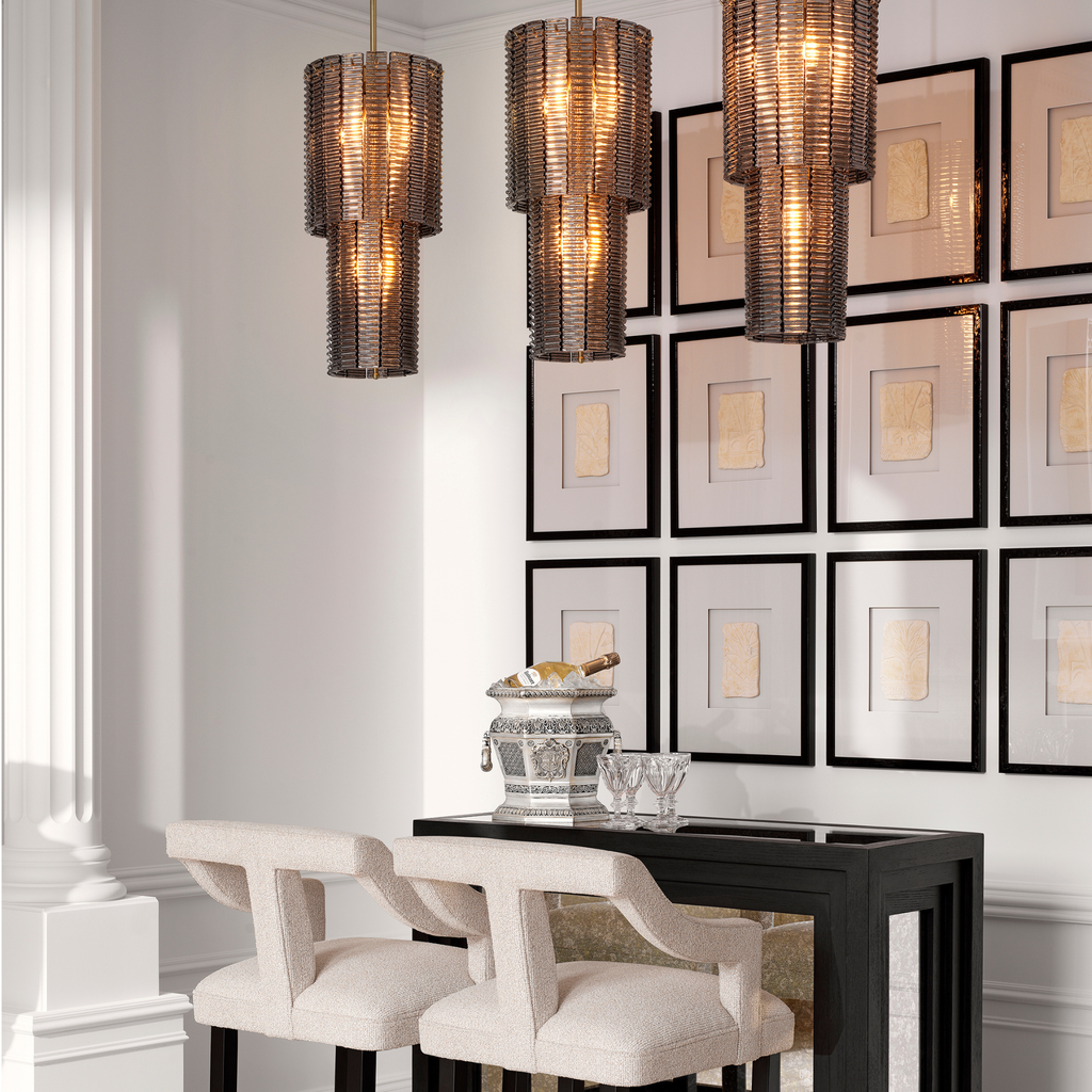 Eichholtz Imperial Kroonluchter S | Brushed Brass, Smoke Glass Hanglamp