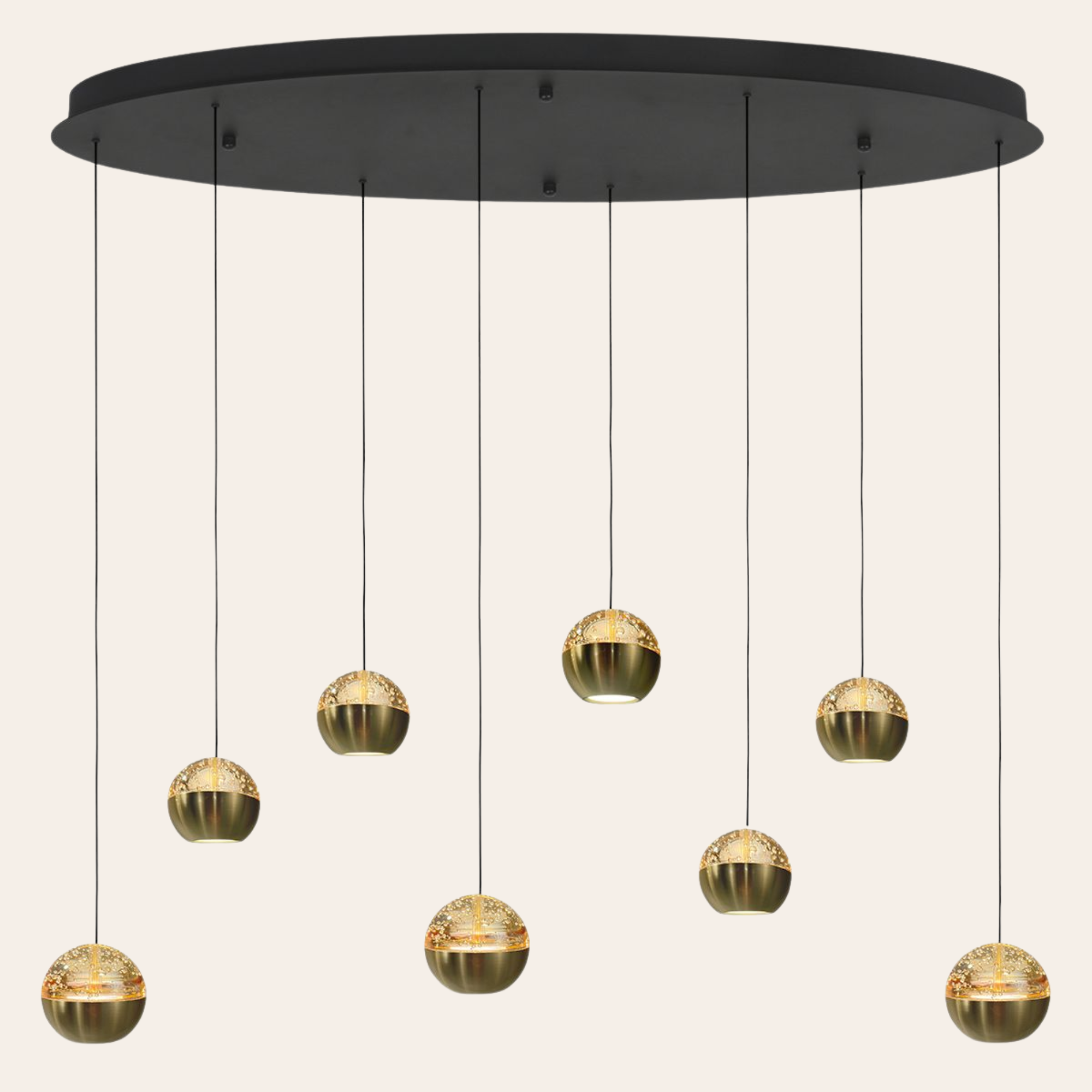 Steinhauer Belluno Hanglamp | Zwart Messing, Ovaal, 8-Lichts LED, In Hoogte Verstelbaar voor Eettafel