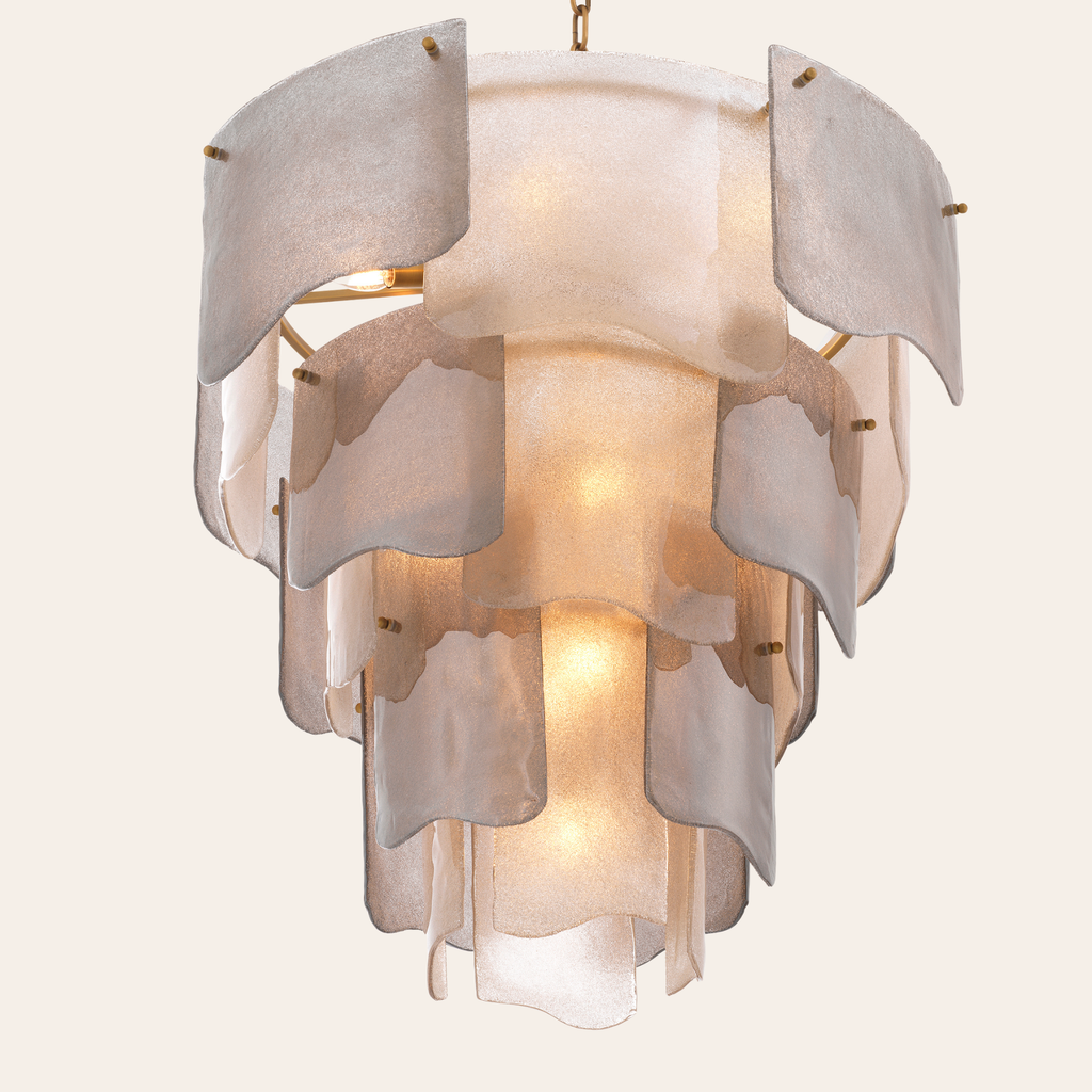 Eichholtz Asinara Kroonluchter L | Antieke Messing, Rookglas