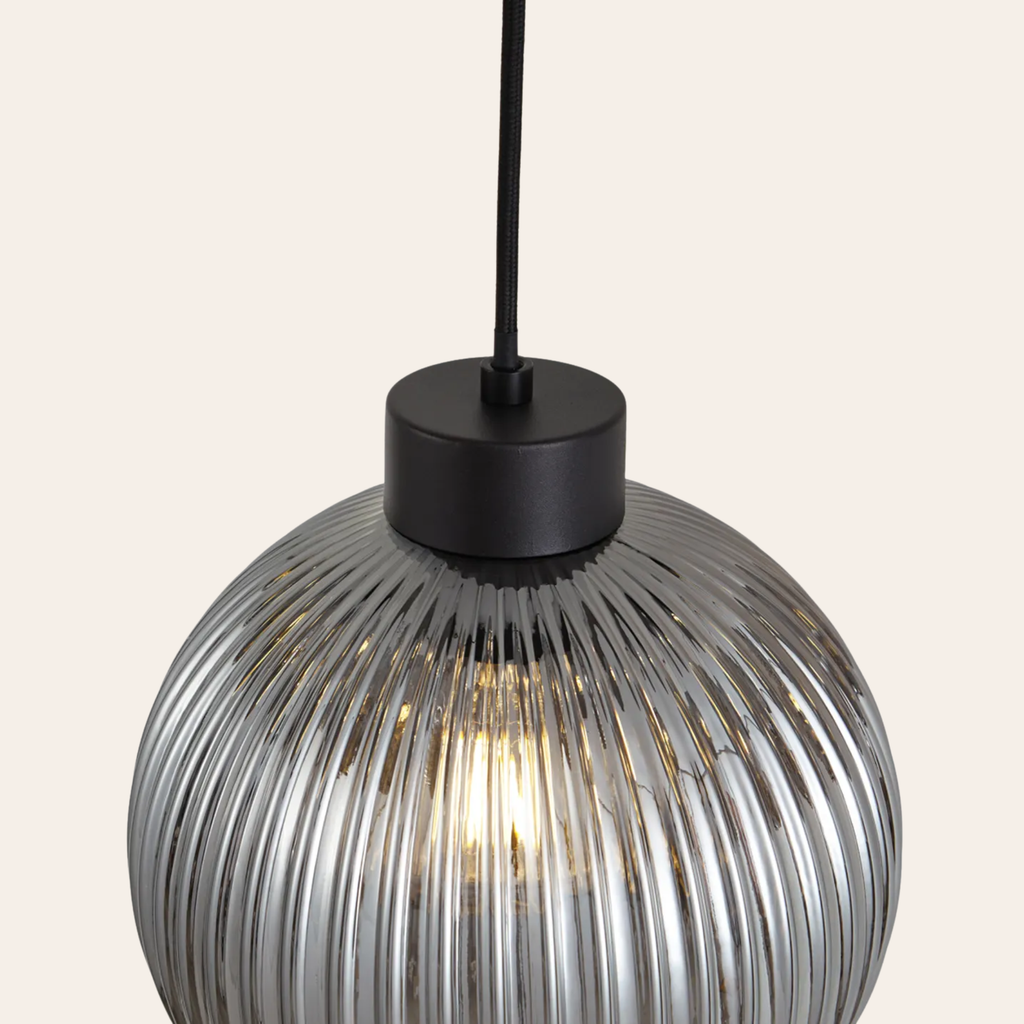 QAZQA Ana Smart Hanglamp Zwart met Smoke Glas - 6-Lichts Wifi Hanglamp Inclusief Dimbare LED Lichtbronnen