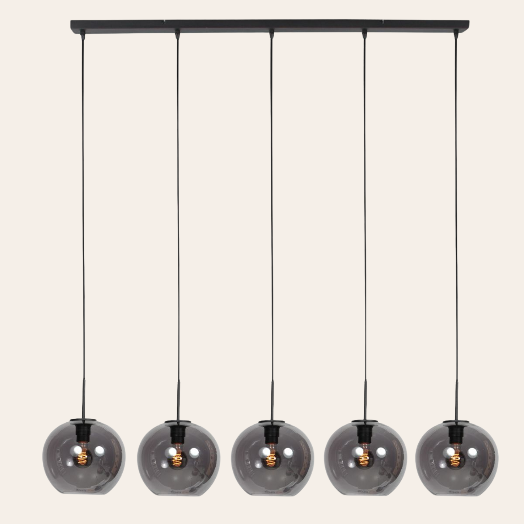 Steinhauer Sferio Hanglamp | Matzwart, Smoke Glas, 5-Lichts Voor Eettafel