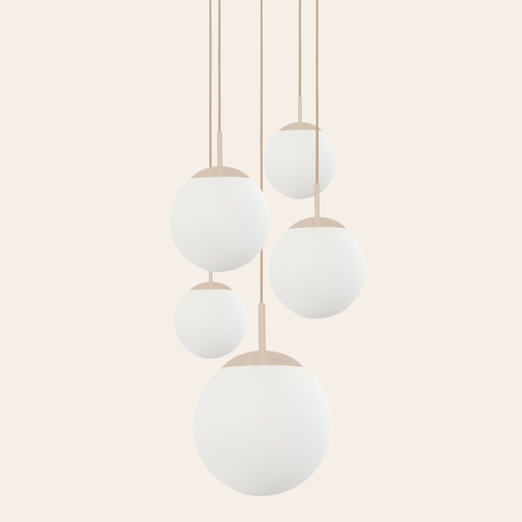 Steinhauer Bollique Hanglamp | Crème Metaal, Mat Wit Glas, 5-lichts Verstelbaar