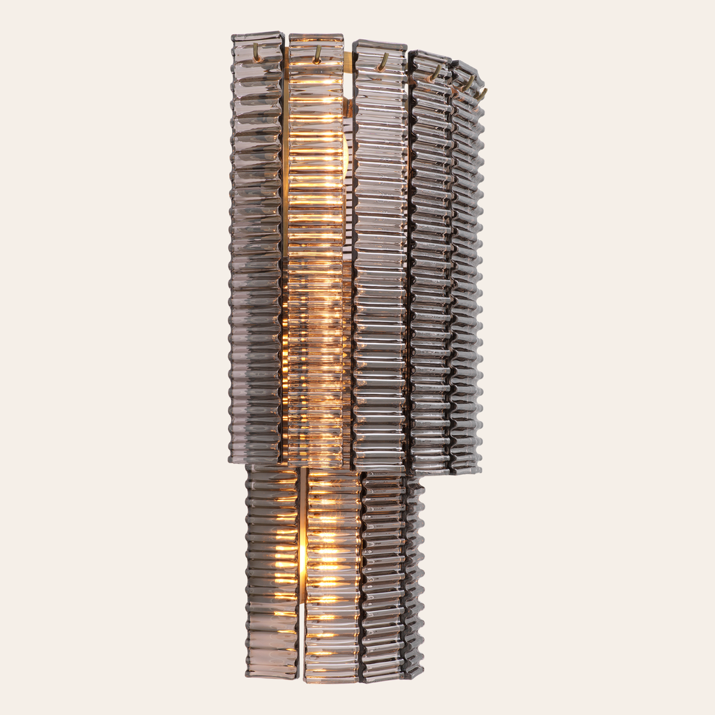 Eichholtz Imperial Wandlamp | Geborsteld Messing, Smoke Glas