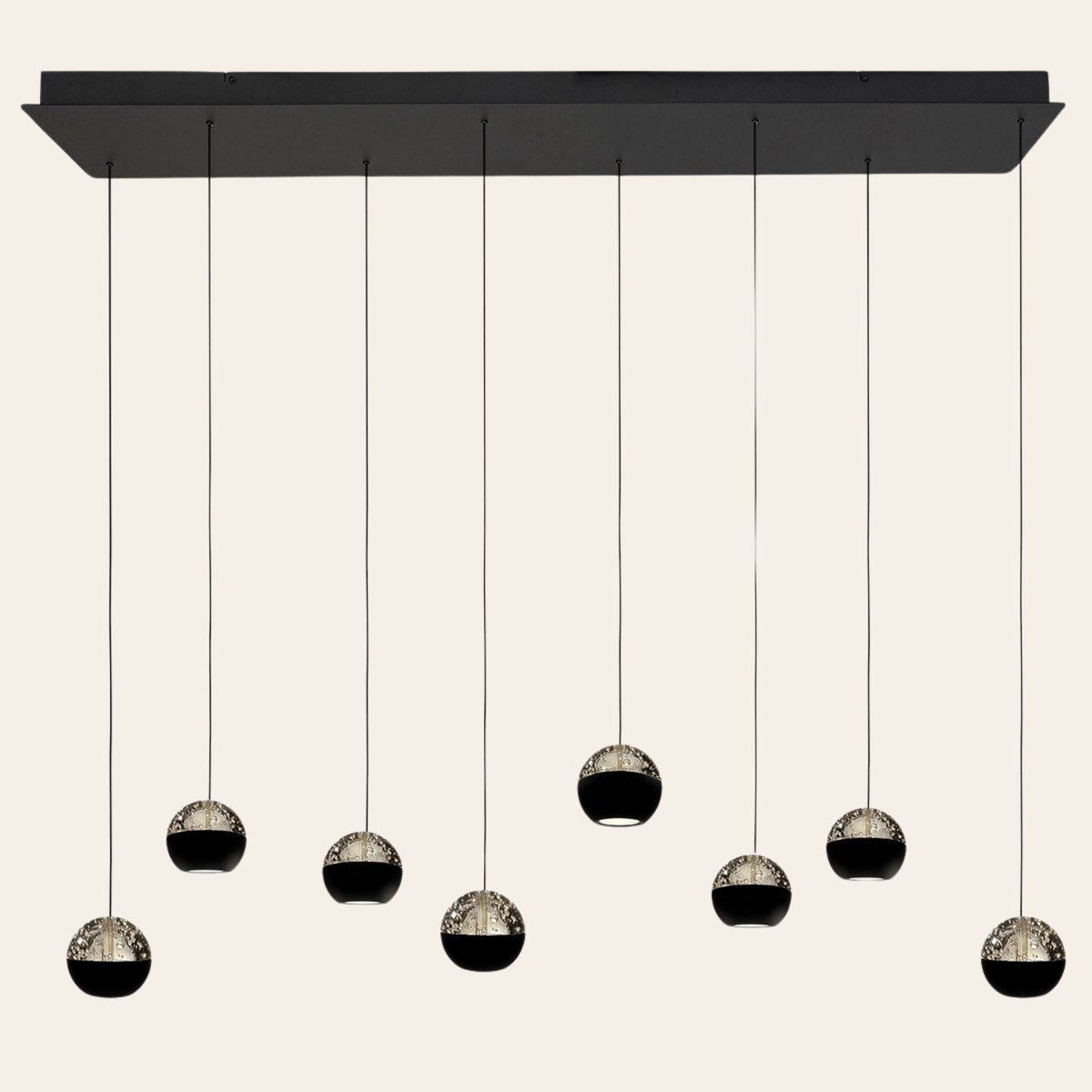 Steinhauer Belluno Hanglamp | Zwart Smoke Glas, 8-Lichts Eettafel Verlichting, Dim-to-Warm Steinhauer