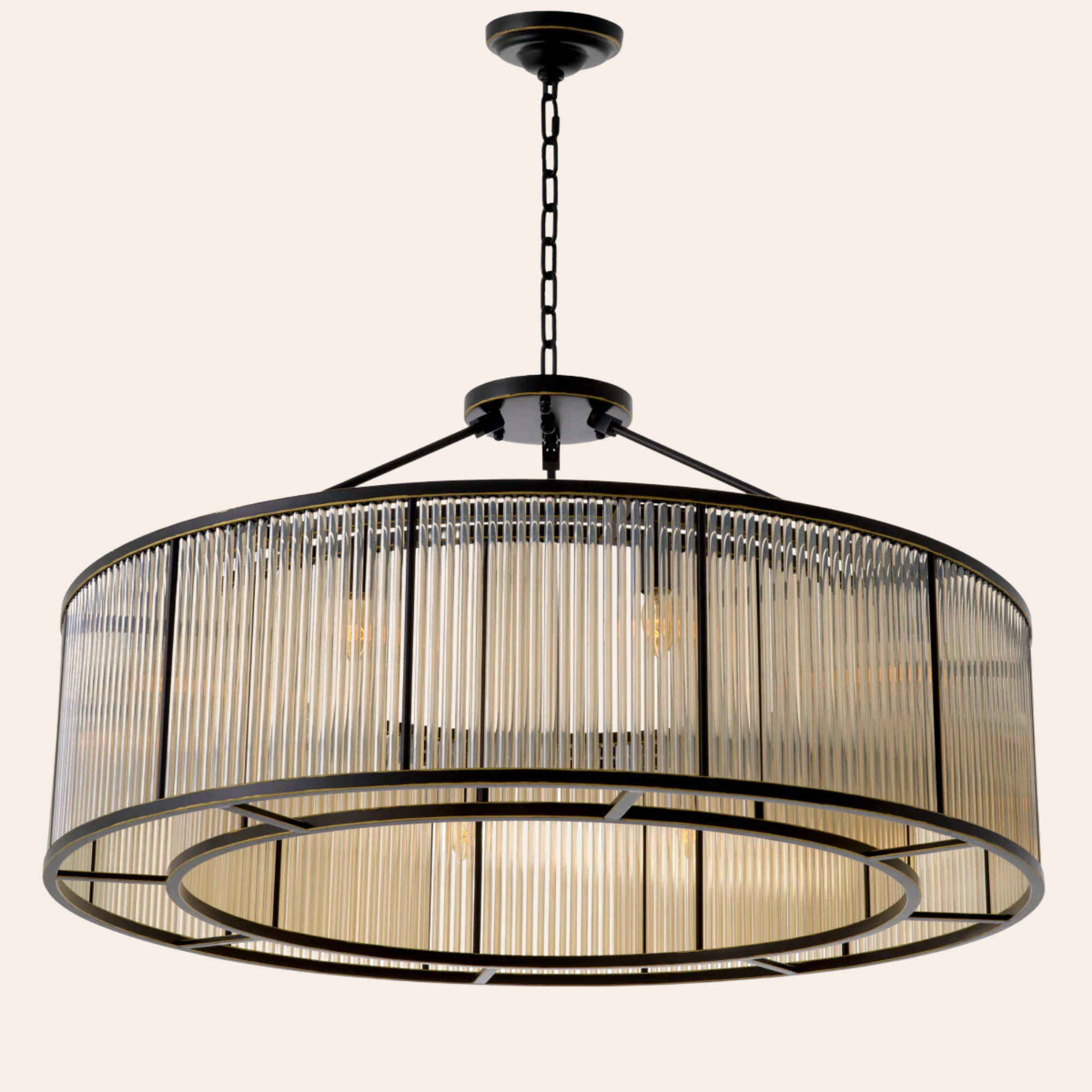Eichholtz Bernardi XL Plafondlamp | Brons, Vintage Glas, 10 E14 Fittingen