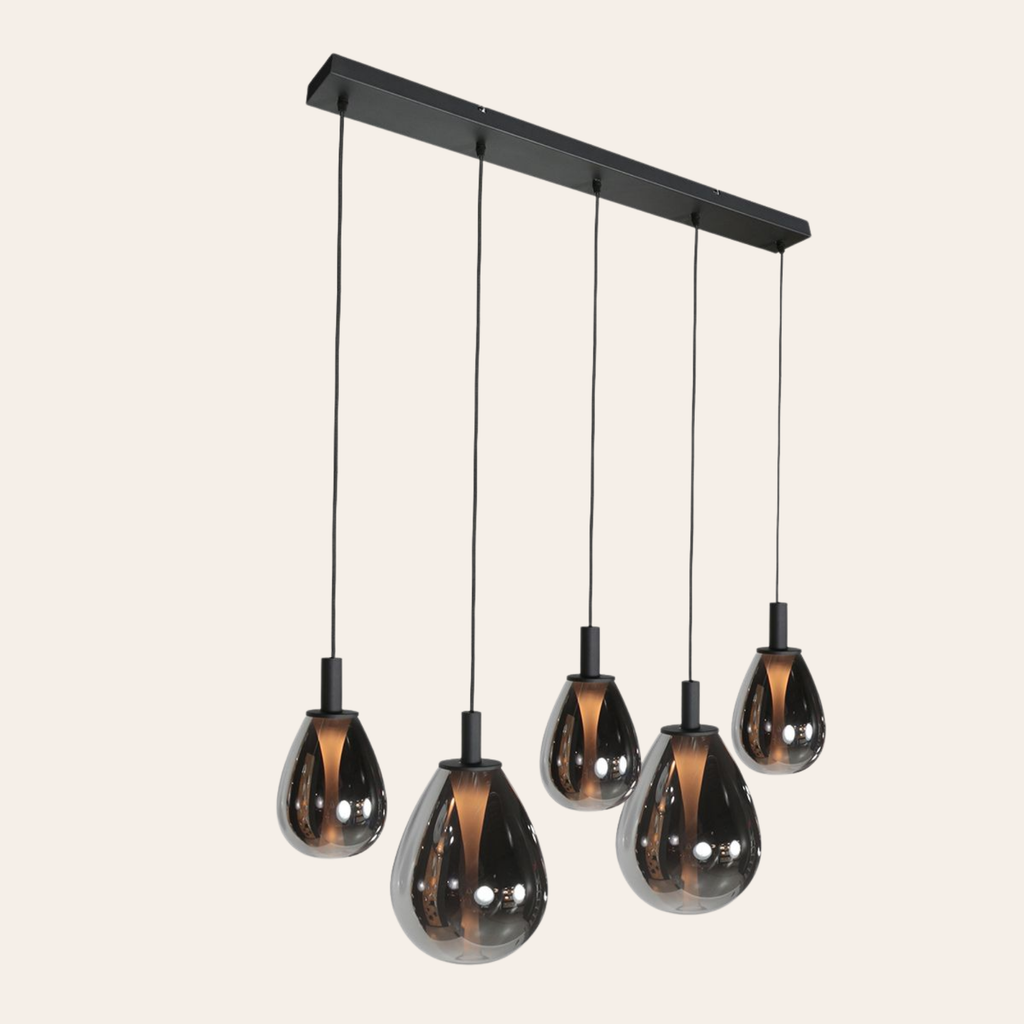 Steinhauer Glimsy Hanglamp | Zwart Metaal, Smoke Glas, Verstelbaar voor Eettafel Steinhauer