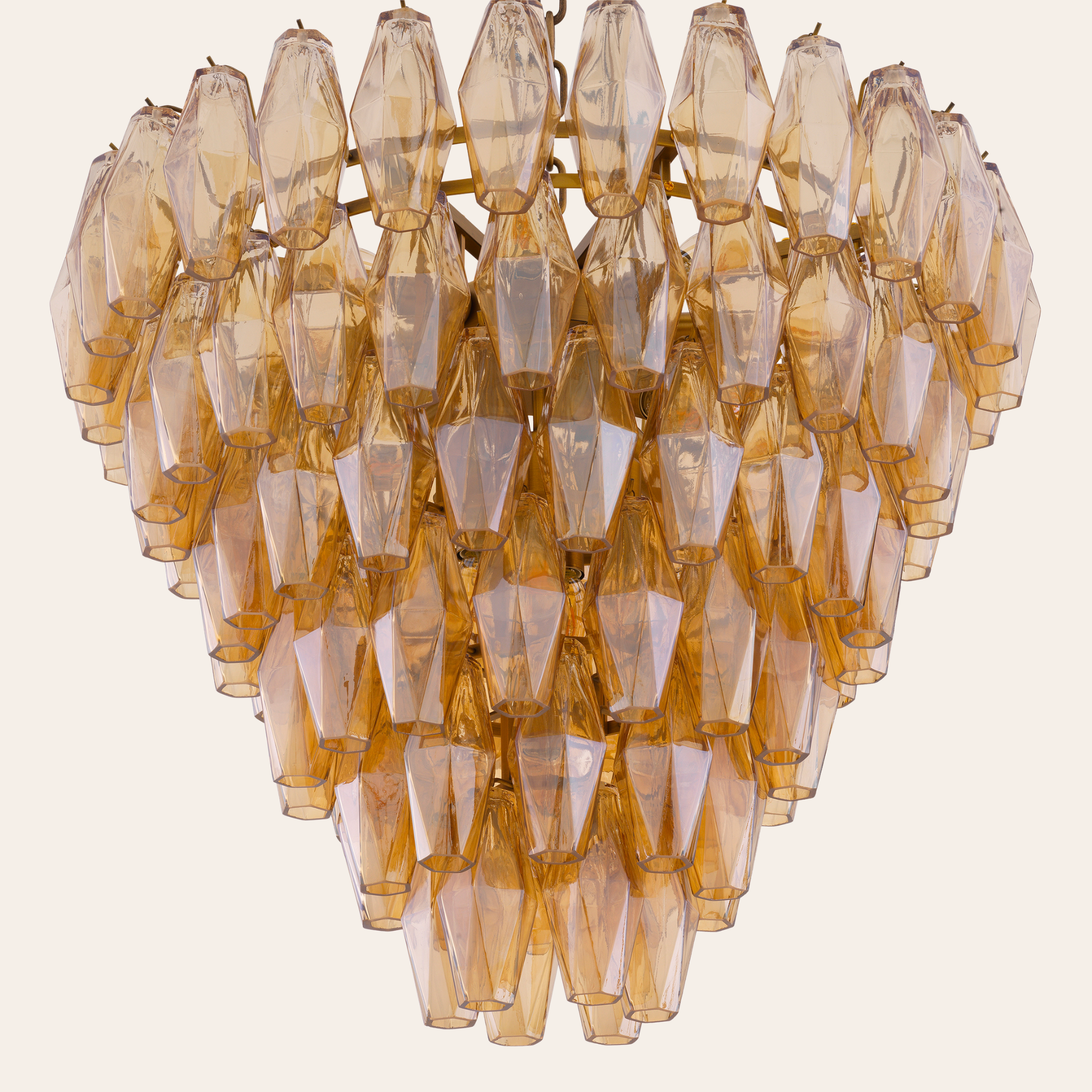 Eichholtz Benini Kroonluchter Eettafel S | Amber Glas, Antiek Messing, Sfeervol Licht