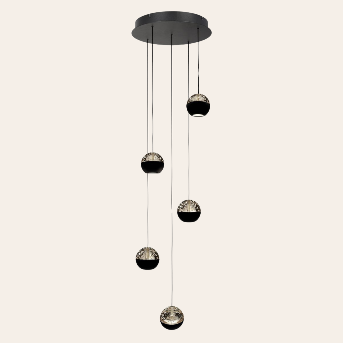 Steinhauer Belluno Hanglamp | 5-lichts, Smoke Glas, Verstelbaar Cable Lift Steinhauer