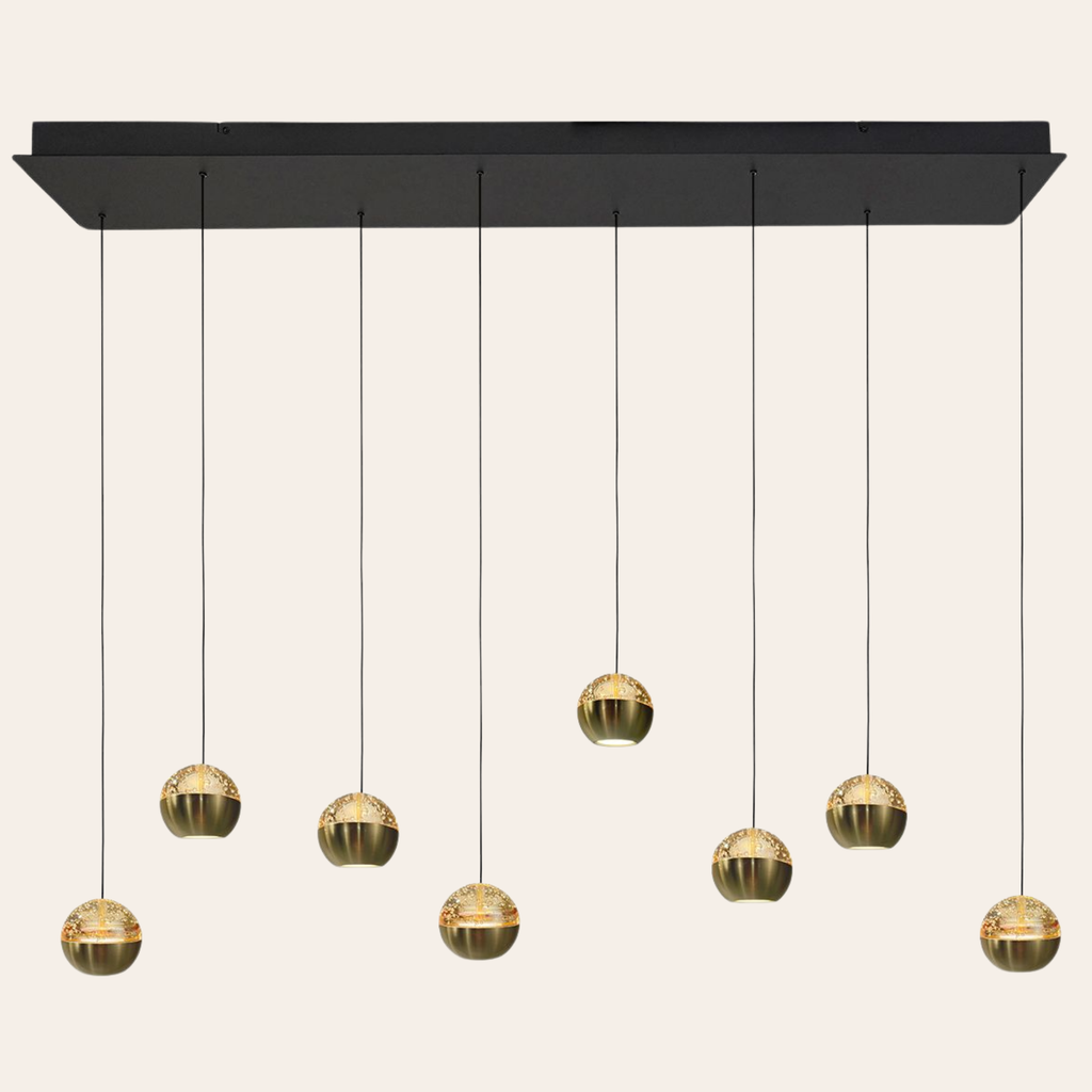 Steinhauer Belluno Hanglamp Messing | 8-Lichts Smoke Glas, Verstelbare Kabels voor Eettafel Steinhauer