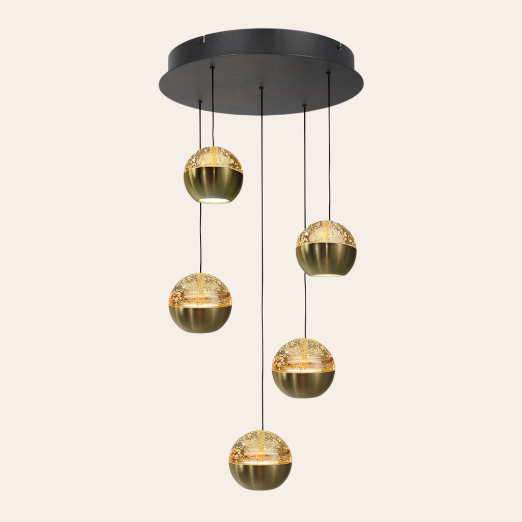 Steinhauer Belluno Hanglamp | Messing, Vijf Lichtpunten, Dim-to-Warm voor Eettafel