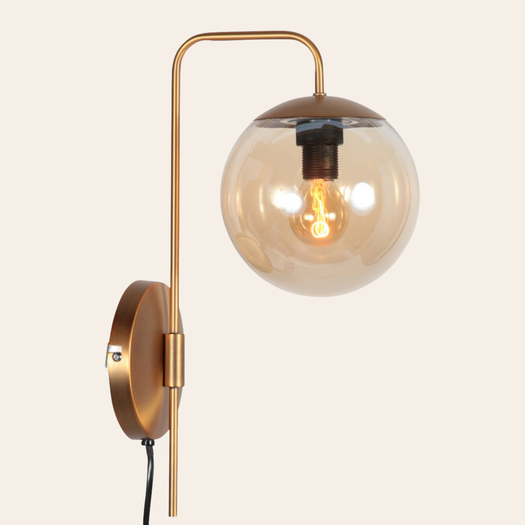 Steinhauer Bollique Wandlamp | Bronskleurig Metaal, Amberglas, E14 Fitting Steinhauer