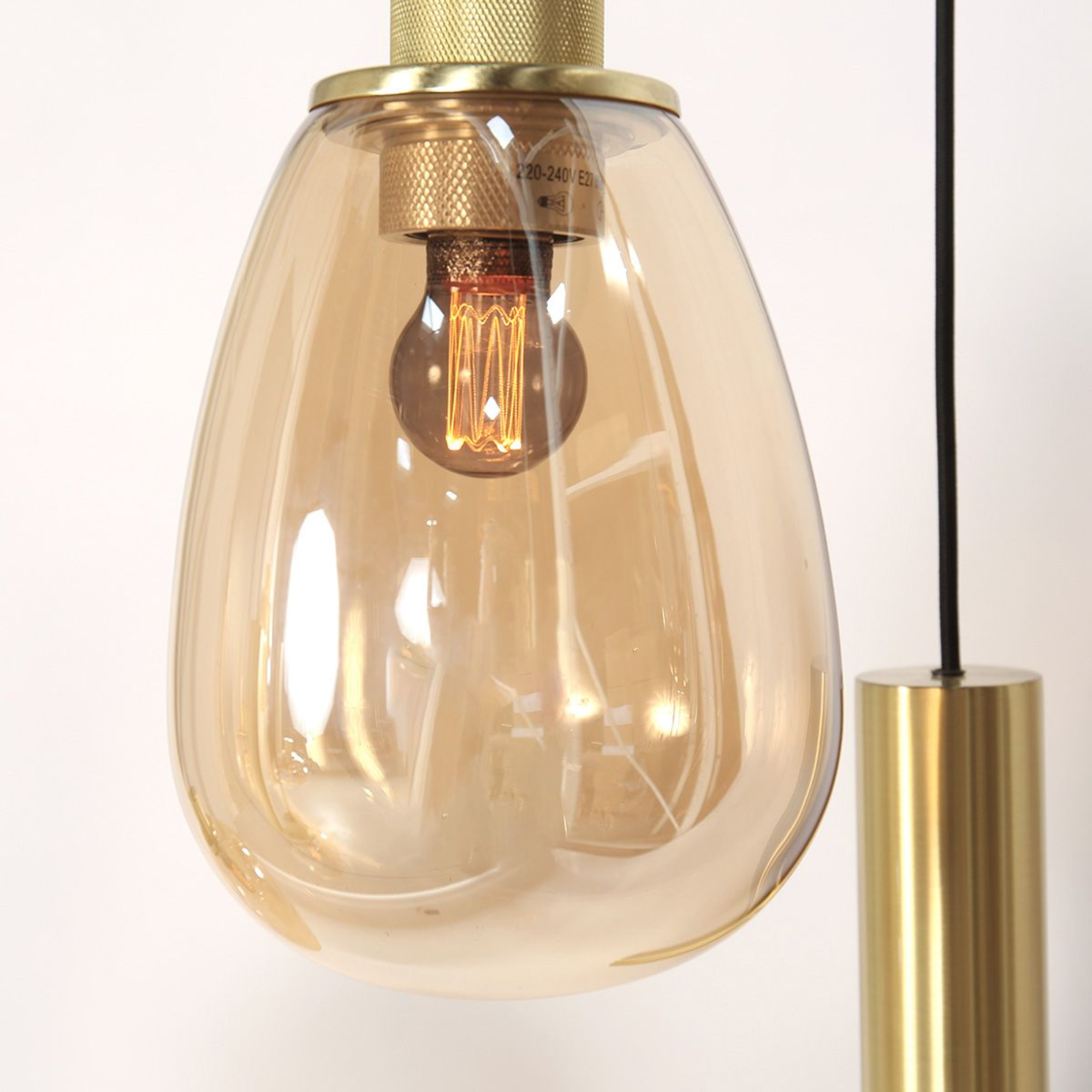 Steinhauer Reflexion Hanglamp | Messing, 9-lichts met Amber Glas
