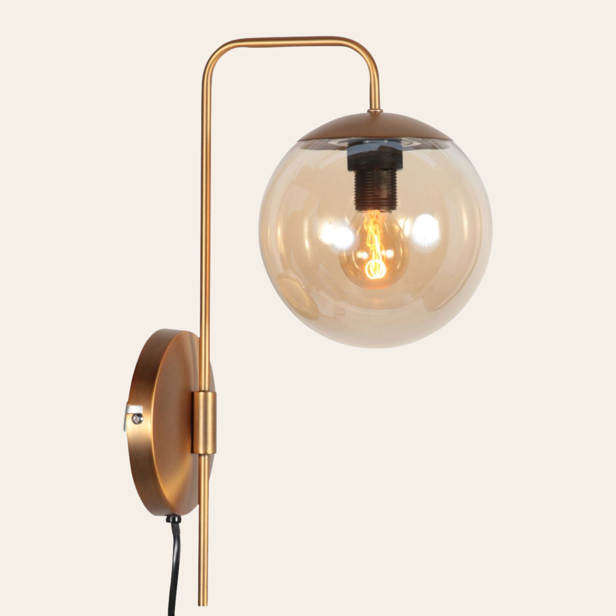Steinhauer Bollique Wandlamp | Bronskleurig Metaal, Amberglas, E14 Fitting