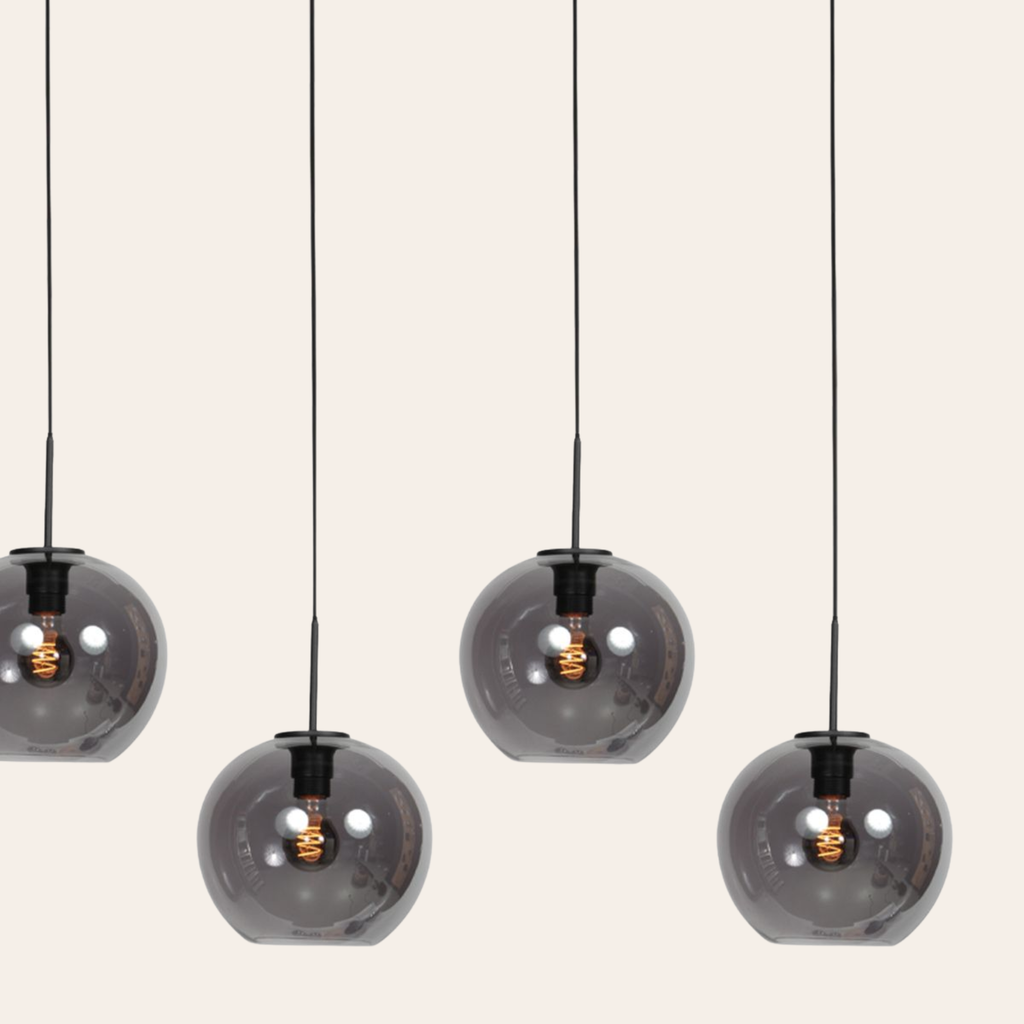 Steinhauer Sferio Hanglamp | Matzwart, Smoke Glas, 5-Lichts Voor Eettafel