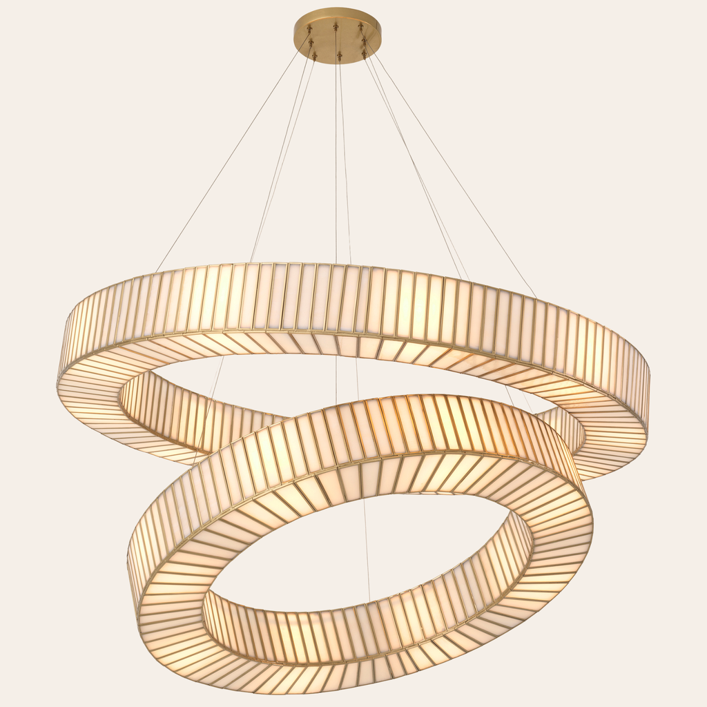 Eichholtz Monari Hanglamp | Antiek Messing, Wit Glas