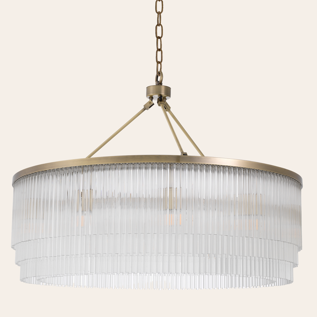 Eichholtz Hector Kroonluchter L| Licht Geborsteld Messing, Moderne Elegantie