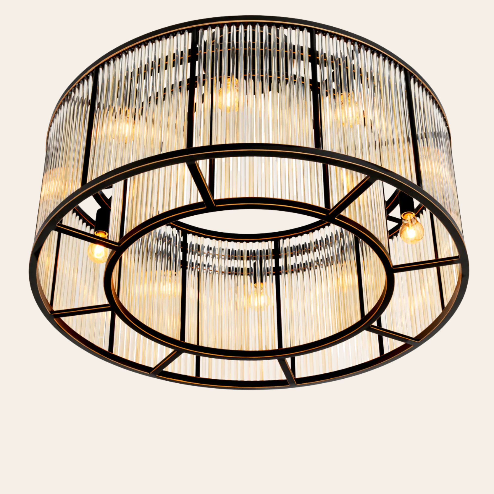 Eichholtz Bernardi L Plafondlamp | Donker Brons, Art Deco Glas, Vintage Elegantie