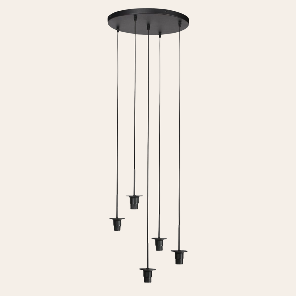Steinhauer Sferio Hanglamp Zwart | Metaal met Rookglas, 5 Pendels voor Eettafel