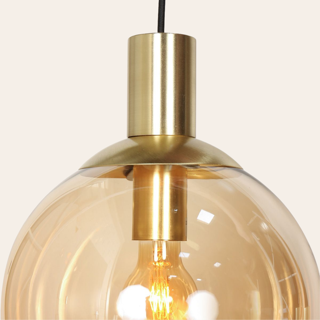 Steinhauer Bollique Hanglamp 5-lichts | Messing, Amberglas, Verstelbaar Steinhauer