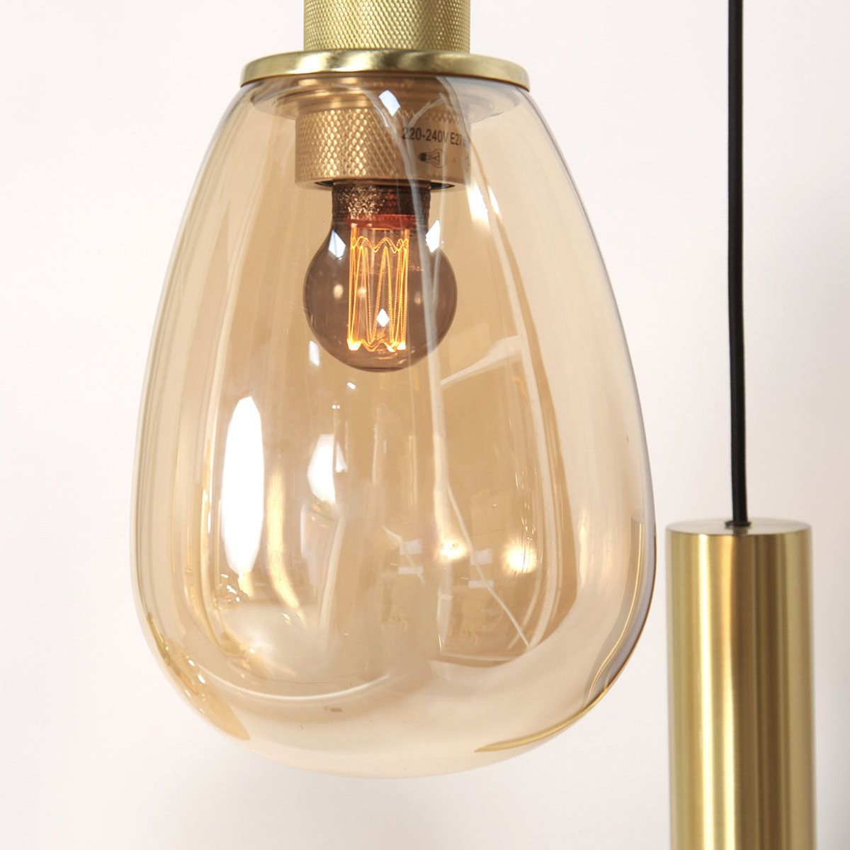 Steinhauer Reflexion Hanglamp | Messing, 9-lichts met Amber Glas Steinhauer