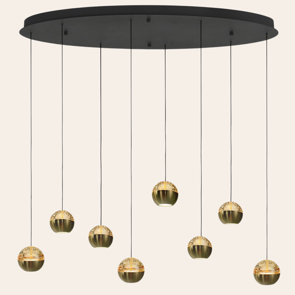 Steinhauer Belluno Hanglamp | Zwart Messing, Ovaal, 8-Lichts LED, In Hoogte Verstelbaar voor Eettafel