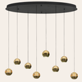 Steinhauer Belluno Hanglamp | Zwart Messing, Ovaal, 8-Lichts LED, In Hoogte Verstelbaar voor Eettafel