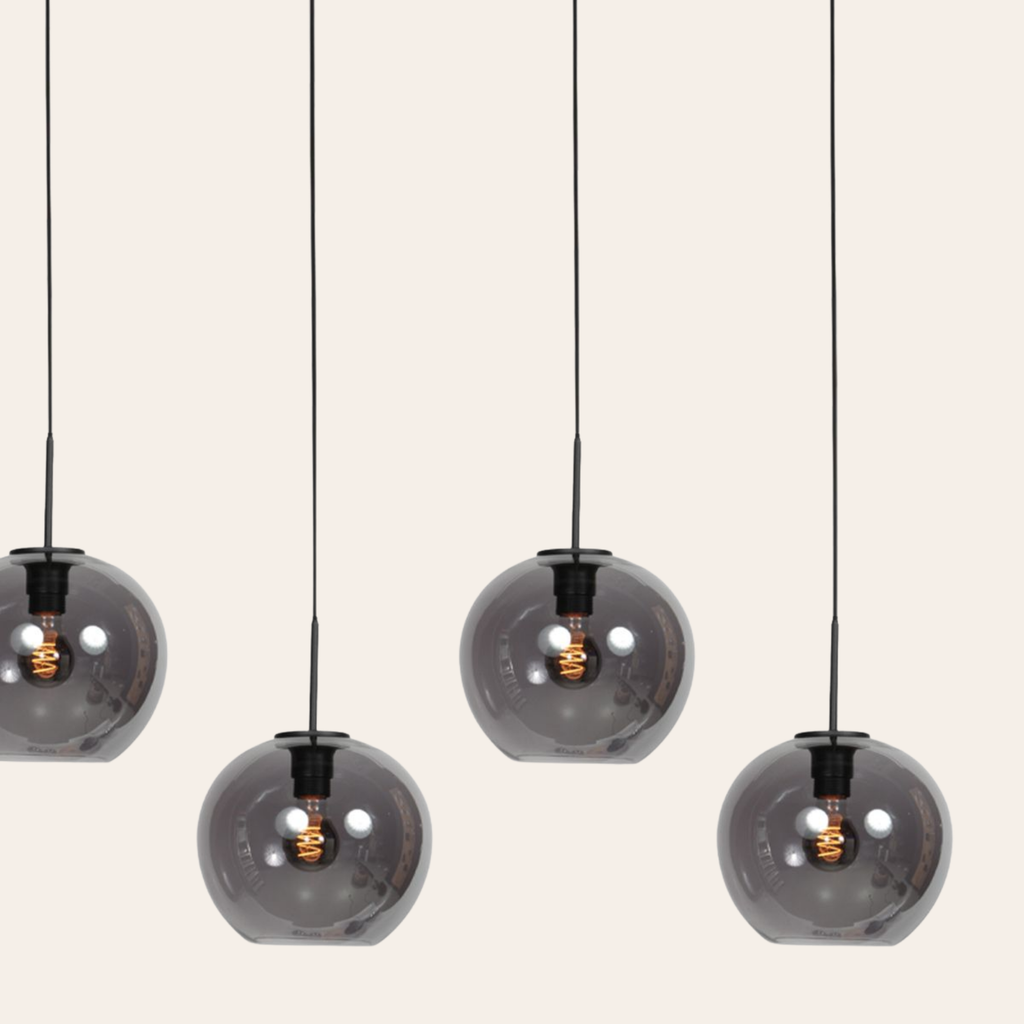 Steinhauer Sferio Hanglamp | Matzwart, Smoke Glas, 5-Lichts Voor Eettafel Steinhauer